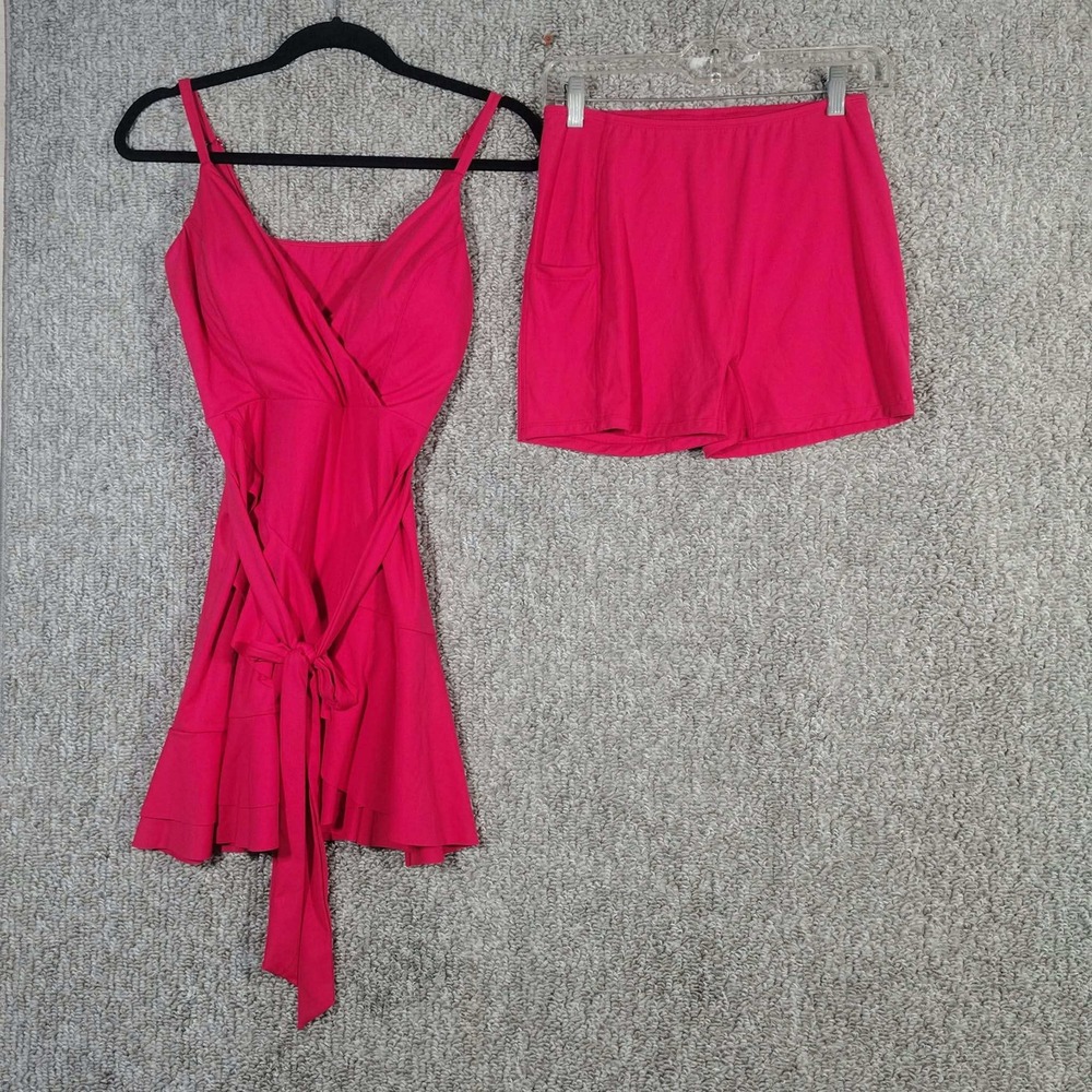 Halara Exercise Dress Set Pink Coral Ruffle Tie Waist Athleisure Women Medium